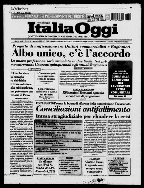 Italia oggi : quotidiano di economia finanza e politica